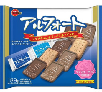 Japanese Bourbon Alfort Mini Chocolate Family Size 1 Piece Biscuit Cookies Japanese Sweets Japanese Premium Cookies Japanese Direct Purchase Chocolate Confectionery Gift Set Don Quijote, 189g, 1 Piece