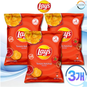 Lay’s Tomato Ketchup Flavored Mini Potato Chips Company Snack Camping Beer Snack MJKOREA, 50g, 3ea