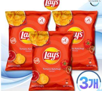 Lay’s Tomato Ketchup Flavored Mini Potato Chips Company Snack Camping Beer Snack MJKOREA, 50g, 3ea