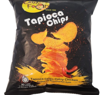 LAYANGFOOD Tapioca Chips Curry Chicken BBQ Flavor Snack, 100g, 1pc