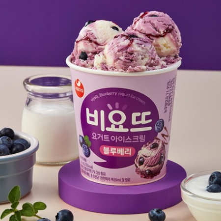 Seoul Milk Biyot Yogurt Ice Cream Large Chocolate Ball Blueberry Flavor Strawberry Flavor