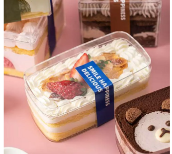 Transparent Bottle Cake Tiramisu PS Packaging Container Case Chocolate Cookies, Square Small 350…, 1pc
