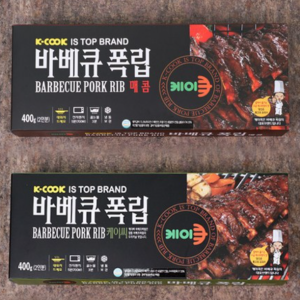 “[K-Cook] BBQ Pork Ribs 400g x 1 pack + Spicy Pork Ribs 400g x 1 pack, see detailed description, 400g, 2 pieces “