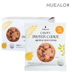 Nualo Kkukkoo Protein Cookies Almond & Chocolate Chunk Flavor 10 Pieces 1 Box 400g, 400g, 1 Piece