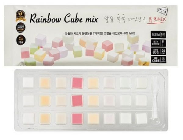 Calcium Cube Cheese Rainbow Mix, 80g, 3ea