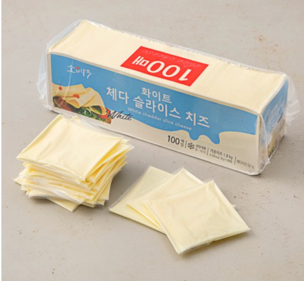 Sowanamu White Cheddar Slice Cheese 100 Pieces, 1.8kg, 1 Piece