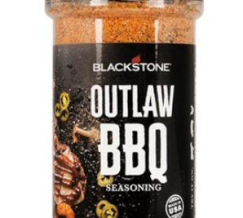 Blackstone 197616 Blackstone 4160 Outlaw BBQ Powder A delicious spice blend for beef, poultry, pork, chicken, and fried steaks. A versatile cooking grill with a sweet and citrusy flavor.