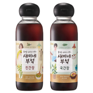 Yeini Comprehensive Logistics Sam Pyo Samine Kitchen Jin Ganjang + Soy Sauce Set (450ml x 2) Braised Seasoning Sauce, 450ml, 2ea