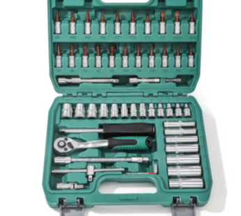 LOPEIZ Lophase 53PCS Socket Wrench Box Set Box R Bent Box Handle Spanner Set Ratchet 72 Gear Socket Wrench Set Machine Maintenance S2 Material Full Heat Treatment Surface Chrome Plating Treatment