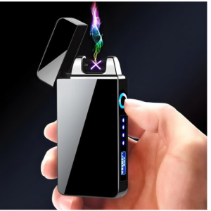 Advanced LED Plasma Electric Lighter Gift Box Set Battery Display USB Rechargeable Men Gift Arc Spark Lighter Male Unique Unique Gift, R99645B(Black, 1 Set