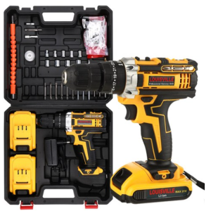 Louisville 21V Cordless Rechargeable Hammer Electric Drill Lithium-ion Battery, Main Unit + 2 Batteries…, 1 Set