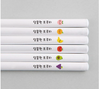 Design Ajit custom-made name pencil 2B 6-piece white fruity pencil engraving gift