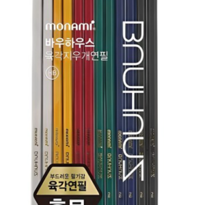 Monami Bauhaus Classic Hexagonal Eraser Pencil HB 6 Types x 2p Set, Mixed Colors, 12 Pieces