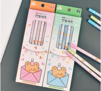Teddy bear character 5 pencil set wooden hexagon HB pencil children elementary school student new semester new semester gift