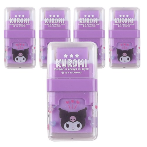 Sanrio roller eraser, purple (kuromi), 5 pcs