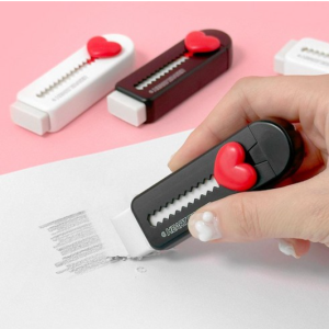 A sliding eraser that erases smoothly and easily, a pull-out eraser, and a school supply