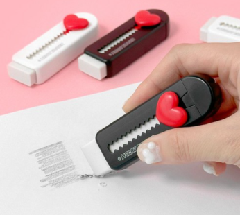 A sliding eraser that erases smoothly and easily, a pull-out eraser, and a school supply