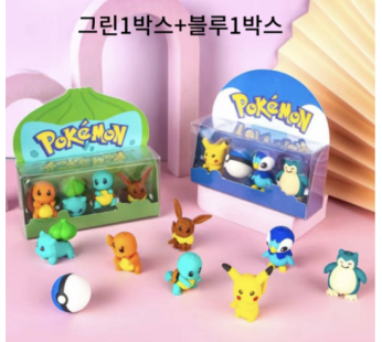 Closet Pokemon Eraser Character 8-piece Set