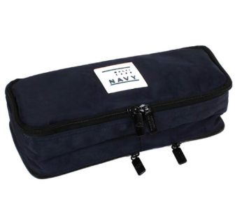 Toktok Fancy 9000 Three Zipper Pencil Case, Navy, 1pc