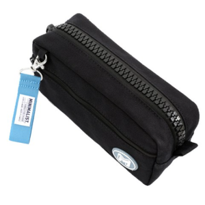 Morning Glory Big Zipper Strap Plush Pencil Case, Black, 1 Piece