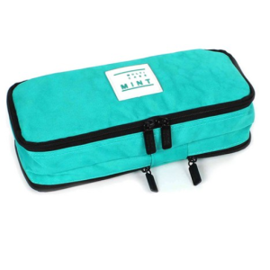 Toktok Fancy 3 Zipper Nylon Pencil Case, Mint, 1pc