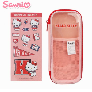 Sanrio DIY Sticker Decoration Pencil Case EVA Hard Case Pouch Pretty Decoration Lightweight Sturdy Pencil Case Sanrio Goods Character Stationery Entrance Gift, Hello Kitty, 1pc