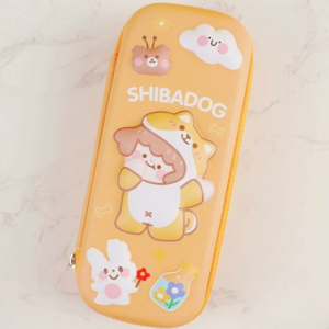 And Button 3D Character Pencil Case, Yellow Shiba Inu, 1 Piece