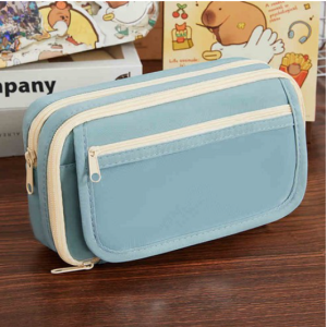 Ibanggachi Transparent Middle School Large Capacity Pencil Case Pouch, Blue, 1 Piece