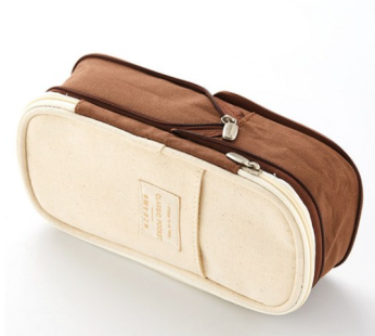 Malang Jelly Large Capacity 2-Tier Pencil Case, Brown, 1 Piece