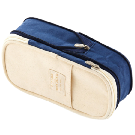 Malang Jelly Large Capacity 2-Tier Pencil Case, Navy, 1 Piece
