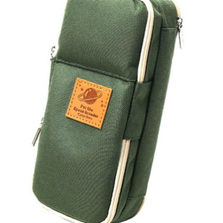 Popo Fancy Space 3-Tier Pen Pouch, Khaki, 1pc