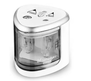 Automatic Pencil Sharpener Thick Lead Fine Lead Electric School Academy, White, 1pc