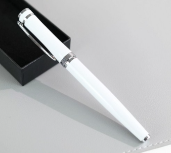 NeoGrip Scholastic Ballpoint Pen Engraved Pen Gift Premium Crafted Free Engraving, Scholastic White, 1 Piece