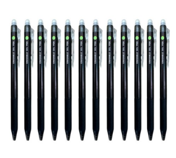 Bitun Erasable Ballpoint Pen 0.5mm Black, Black, 12 pcs