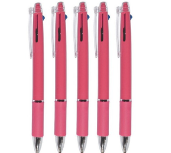 PANDA Pastel Needle 3-color ballpoint pen A domestically produced ballpoint pen that writes smoothly, Grapefruit Coral, 10 pieces