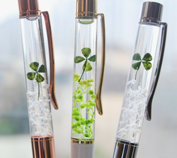 Four Leaf Clover Ballpoint Pen Gift 0.7mm White