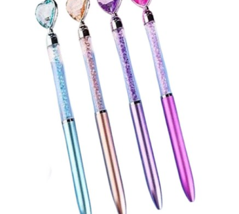4 Color Bundle Color Beads Cubic Heart Ballpoint Pen