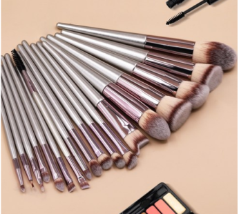 Makeup Brush Set of 18 with Makeup Brush Can, White, 1pc