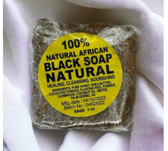 “Taha Natural Black Soap African Black Soap Cleansing Soap 85g “