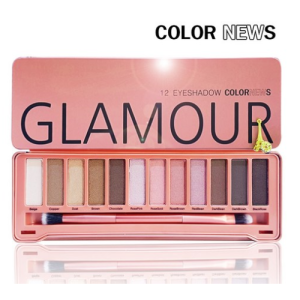 Glamour Color News 12 Color Eyeshadow Palette, Mixed Colors, 1pc