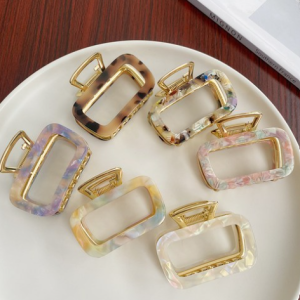 Small Size Square Hair Claw Colorful Elegant Acrylic Hairpin Barrettes Crab Hair Clips Hats Women Hair Accessories