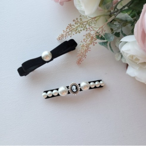 (2 sets) Cameo Velvet Pearl Point Ribbon Auto Pin (self-made)