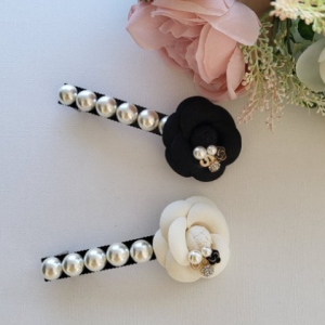 Half pearl point camellia flower automatic pin (self-made)