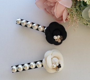 Half pearl point camellia flower automatic pin (self-made)