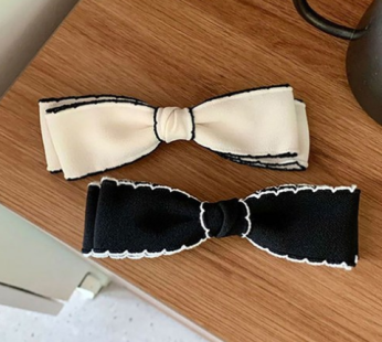 Bling Salon 2-set 1+1 Shasha color blocking edge ribbon automatic pin 2-color half-head automatic hair pin guest look