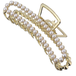 Susuda Metal Pearl Crystal Cubic Big Size Half-Bundle Hair Clip 11cm 4110
