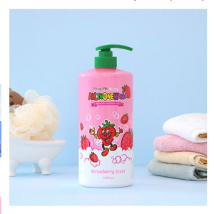 ” Funnypia Kids All-in-One Wash Strawberry, 1L, 1ea”