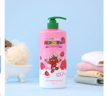 ” Funnypia Kids All-in-One Wash Strawberry, 1L, 1ea”