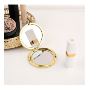 Ilho Jangshingu Metal Round Hand Mirror Folding Double Sided Mirror Magnifying Portable Mirror, Gold, 1 Piece