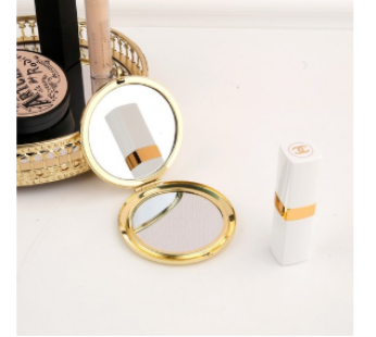 Ilho Jangshingu Metal Round Hand Mirror Folding Double Sided Mirror Magnifying Portable Mirror, Gold, 1 Piece